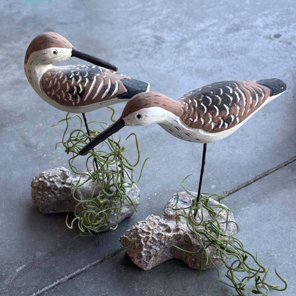 Source Unknown Wooden Bird Sculptures - Brown and Cream